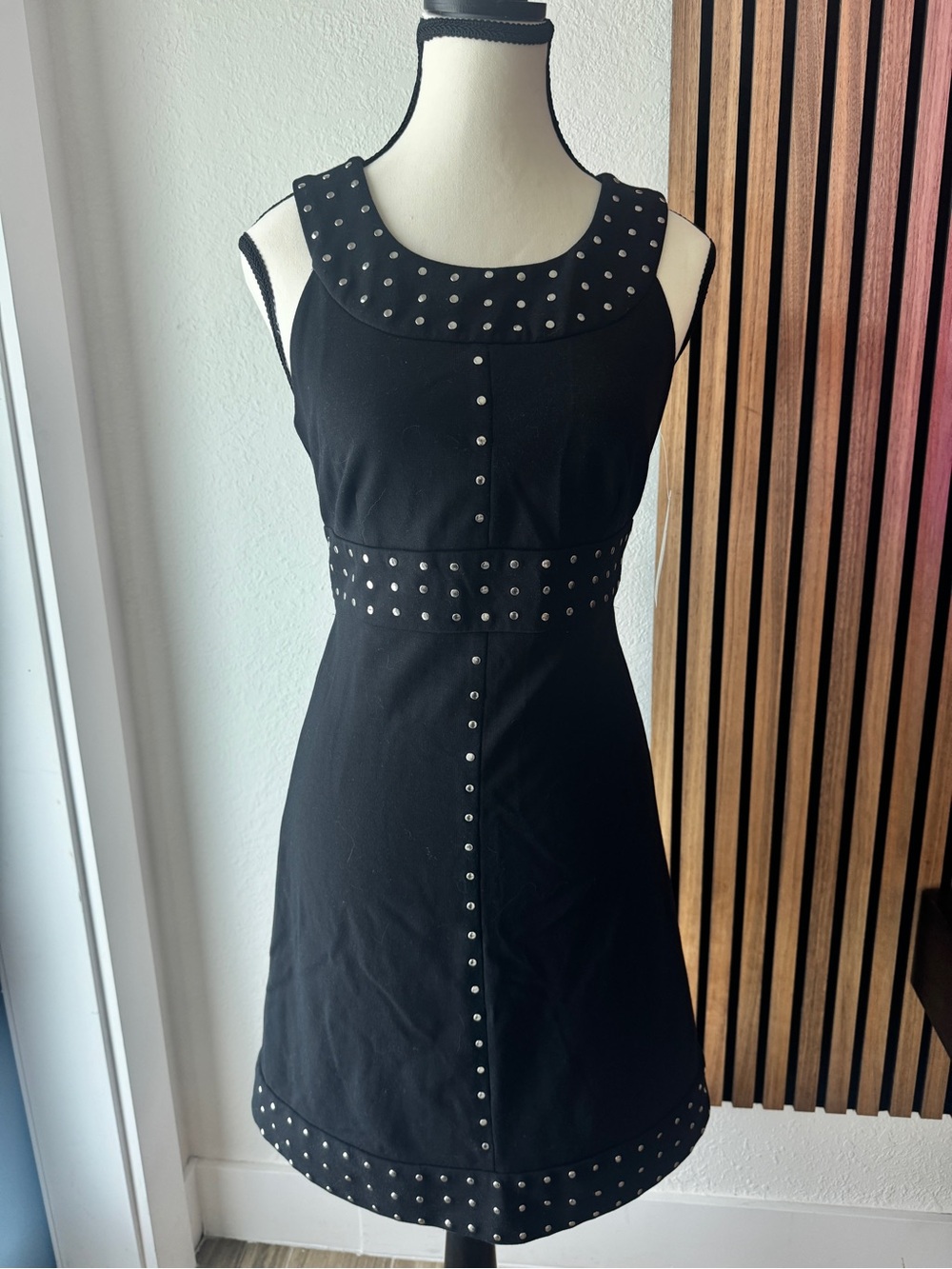 Michael Kors Black Studded Sleeveless A-Line Dress size 2